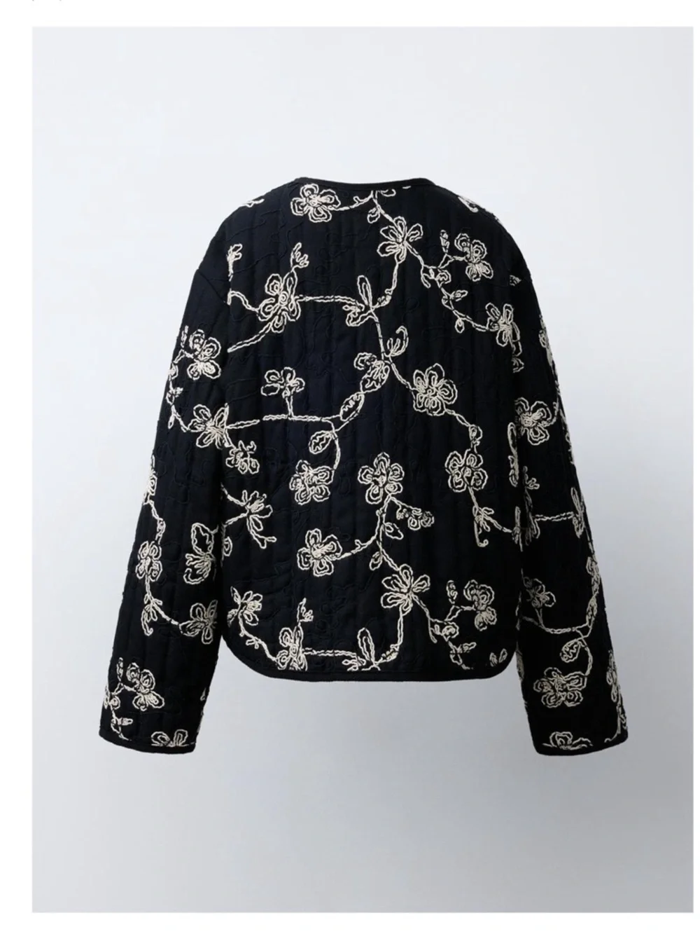 ZARA NWT Contrast Embroidered Quilted Jacket